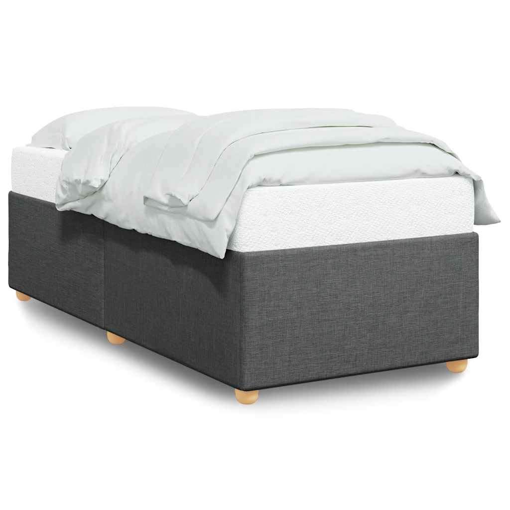vidaXL Twin XL Upholstered Bed Frame - Dark Gray Fabric Bedstead with Slats for Bedroom