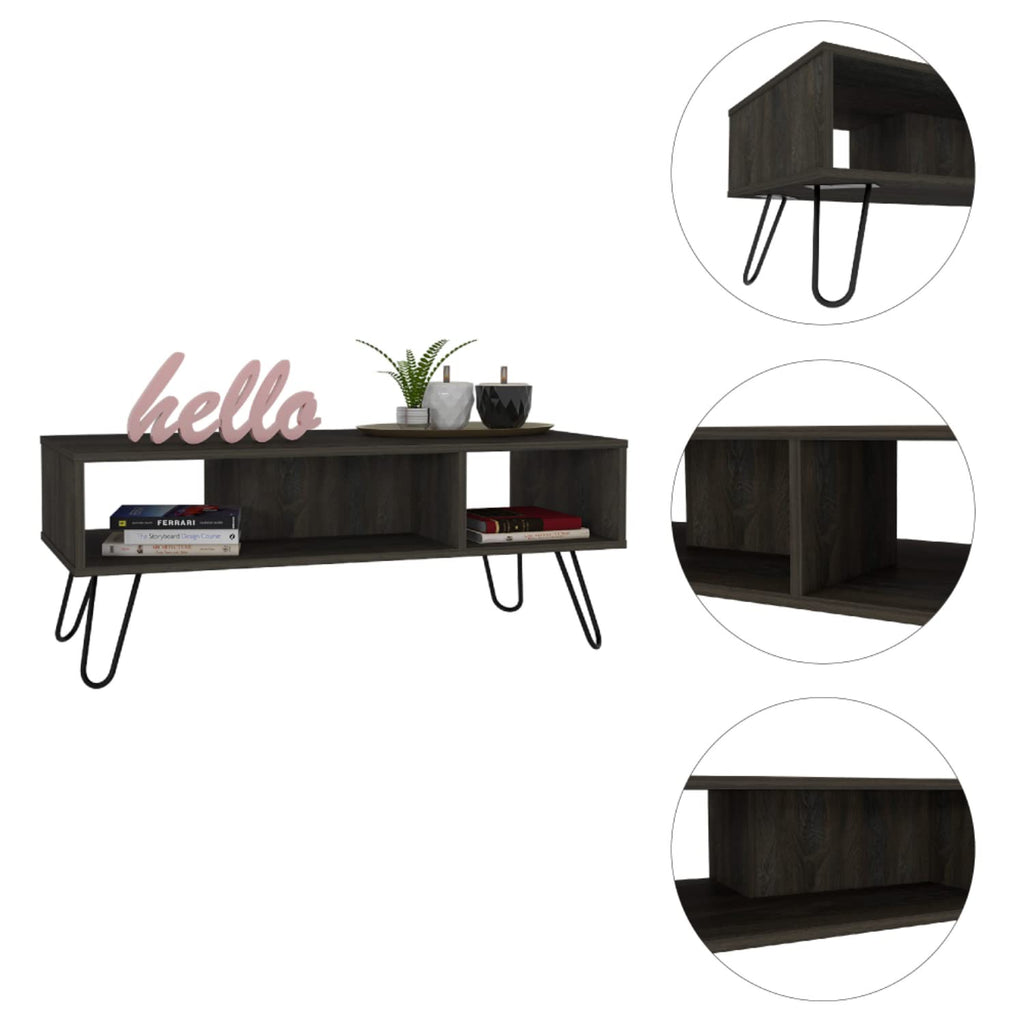 Vassel Coffee Table, 4 Legs, 2 Shelves, Espresso