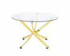Coaster Home Furnishings Beckham Round Dining Table Brass And Clear