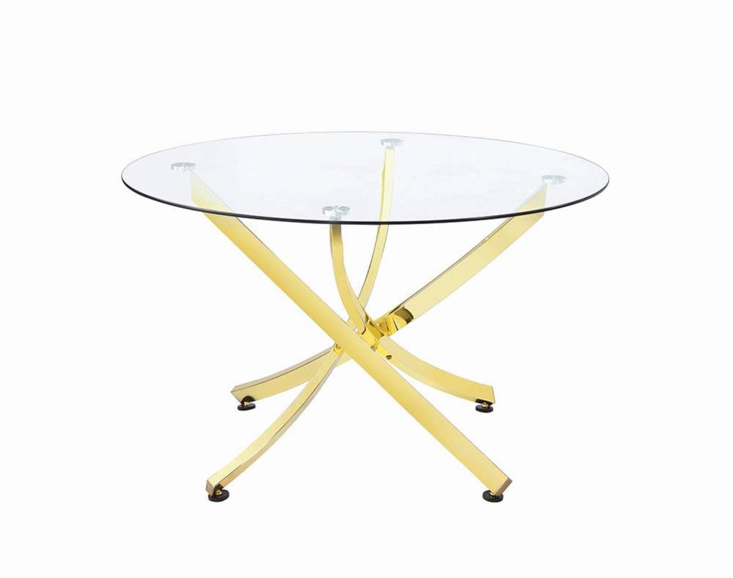 Coaster Home Furnishings Beckham Round Dining Table Brass And Clear