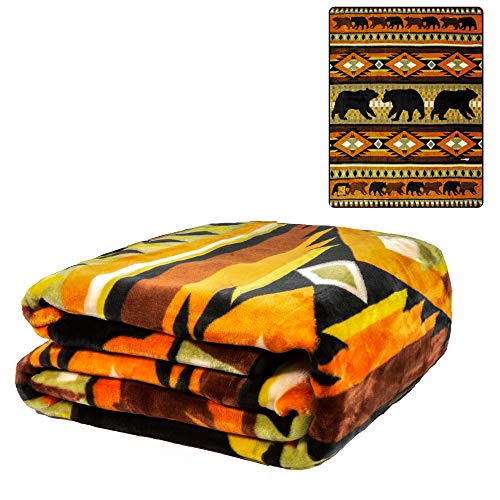 Jpi Black Bear Lodge Raschel Blush Queen Size Blanket