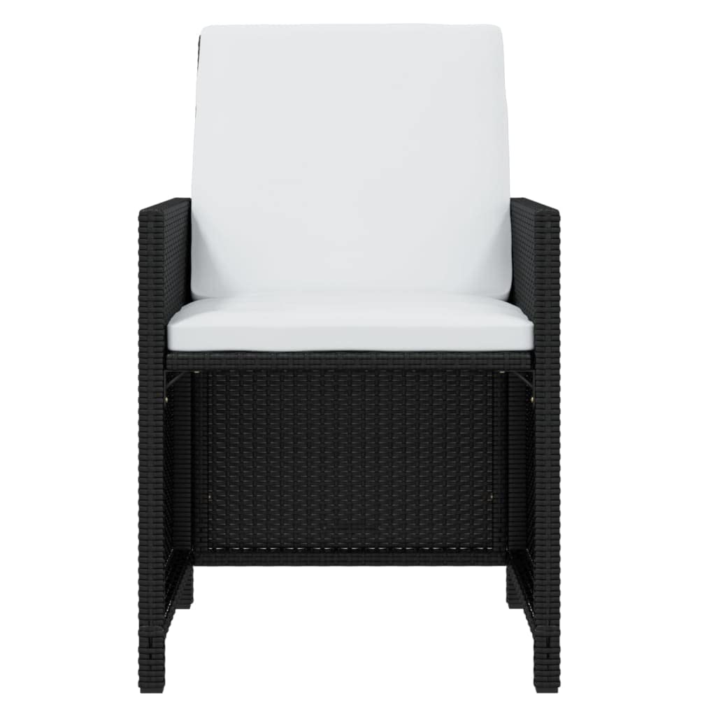 vidaXL Patio Dining Set 9 Piece with Cushions Garden Outdoor Terrace Balcony Dining Dinner Table and Chair Seat Seating Furniture Poly Rattan Black