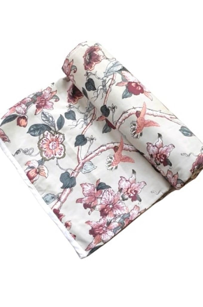 Elegance Reversible 3 Layered Pure Cotton Single Bed Blanket/Duvet/Comforter/Ac Dohar (Multicolor, Design 7)