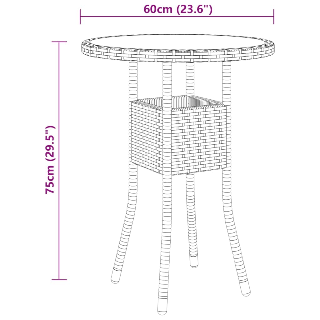 vidaXL 3 Piece Patio Dining Set Poly Rattan Beige