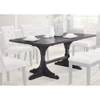 Best Quality Furniture Modern Light Gray Linen Look 7 Piece Upholstered Dining Set