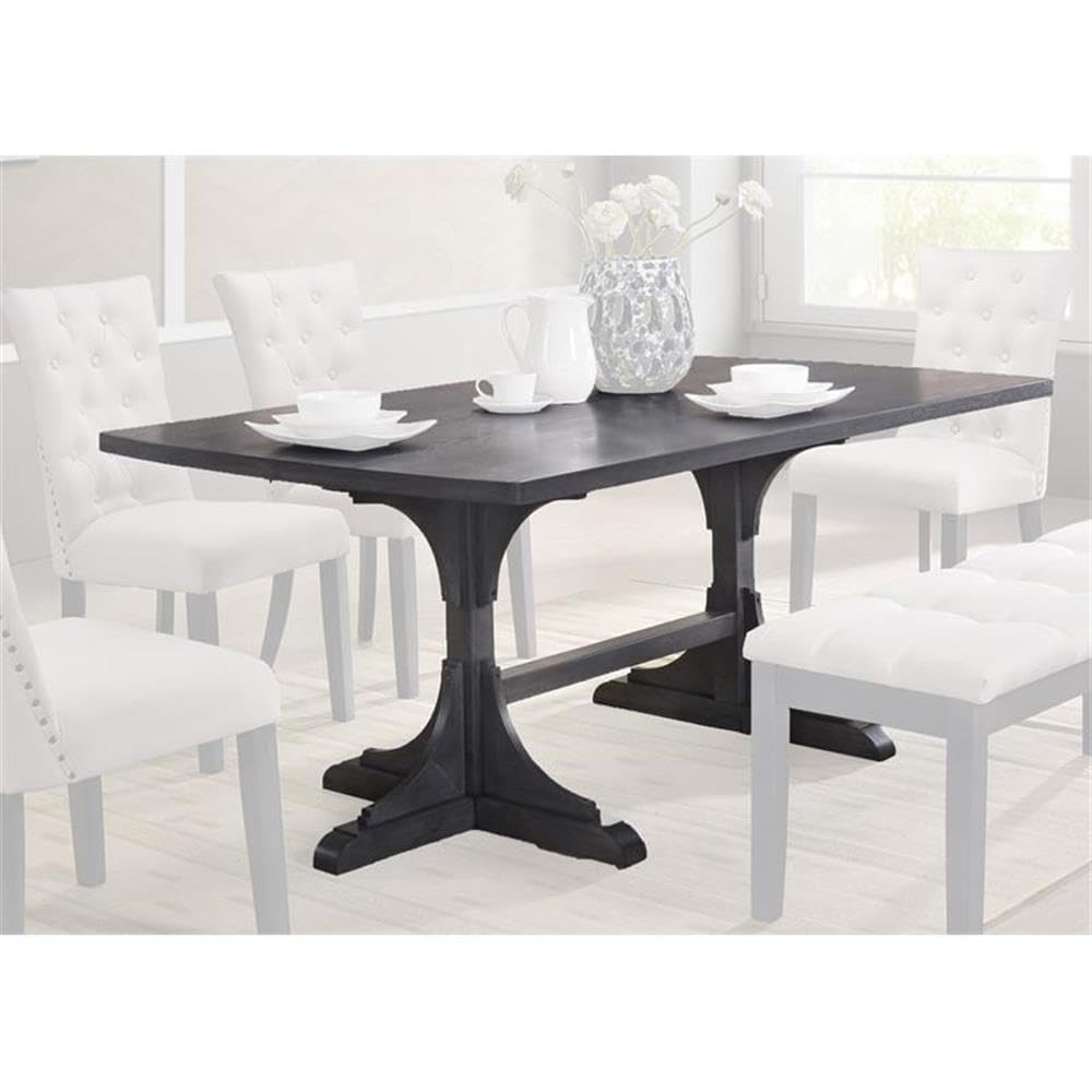Best Quality Furniture Modern Light Gray Linen Look 7 Piece Upholstered Dining Set