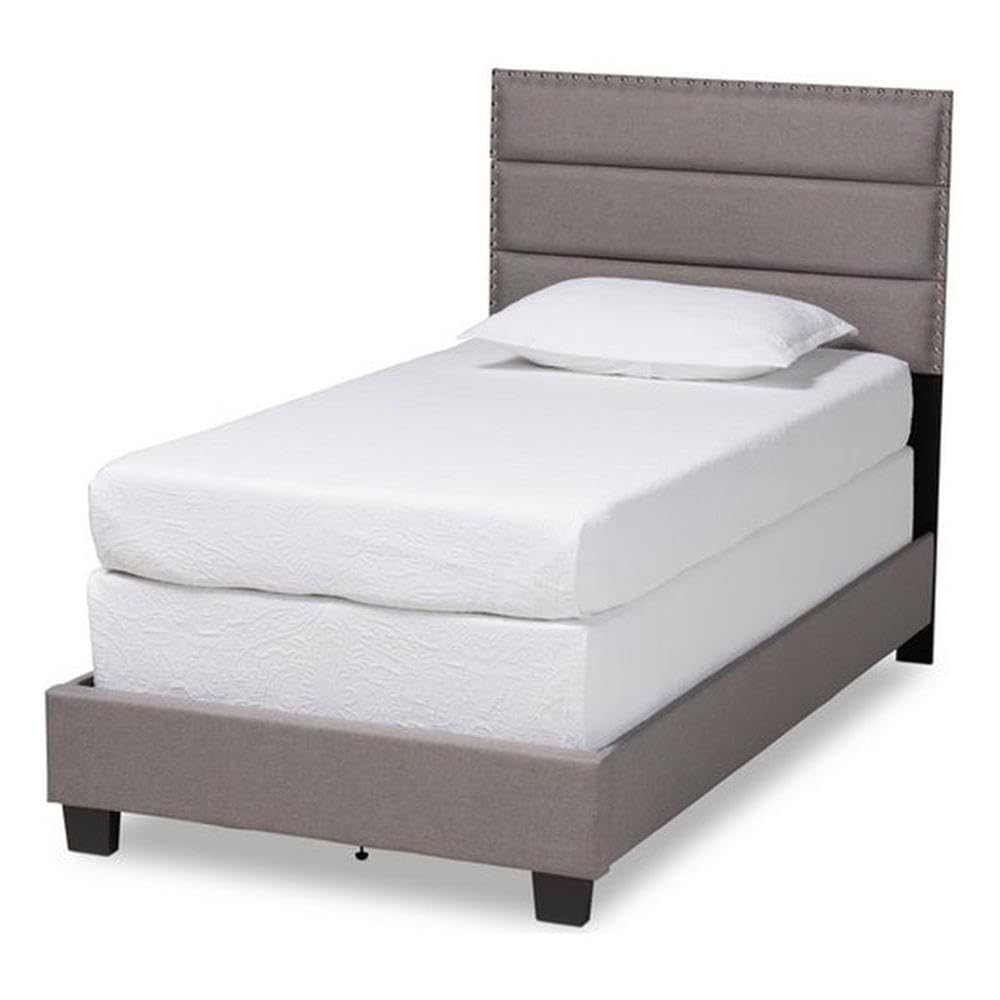 Baxton Studio Ansa Modern and Contemporary Grey Fabric Upholstered Twin Size Bed