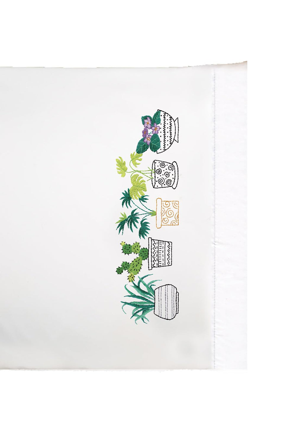 Design Works Crafts House Plants Stamped for Embroidery Pillowcases