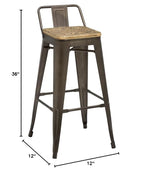 Neos Modern Furniture Gunmetal 30" Metal Barstool with Backrests Set of 4
