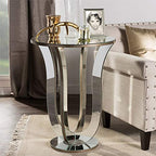 Baxton Studio Mirrored Accent Side Table - Modern Glam, 22.875" x 22.875" x 30.375", Metallic, Glass, Model RS1242