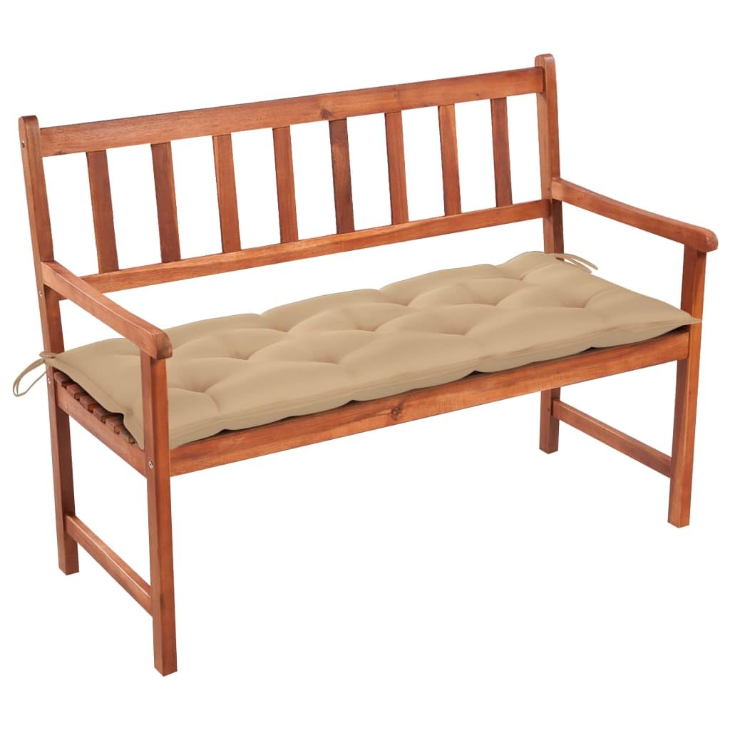 vidaXL Solid Acacia Wood Patio Bench with Beige Cushion, Weather- Outdoor Seating, Easy Assembly with Included Hardware, ic Char