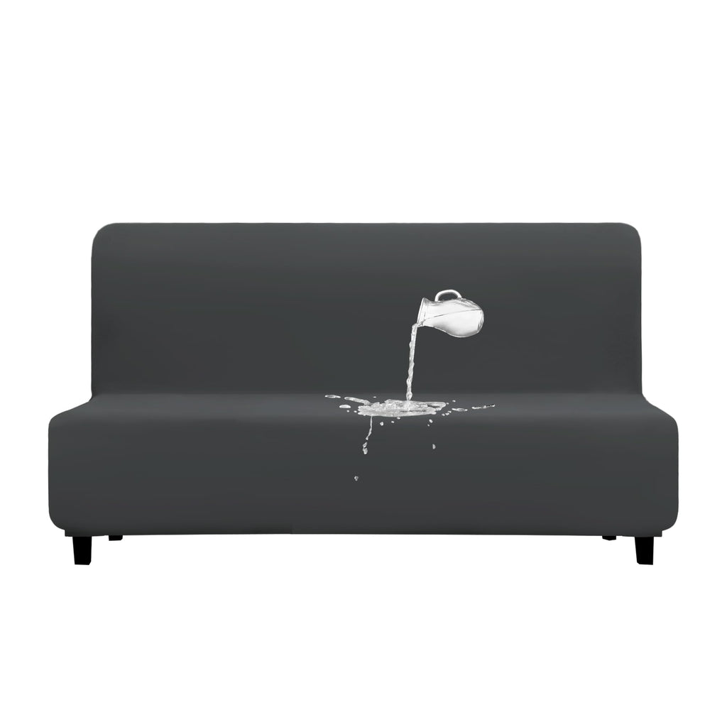 Purefit 100% Dual Waterproof Futon Cover, Waterproof Couch Cover For Futon - Stretch Non Slip Fleece Sofa Covers Washable, Leakproof Furniture Protector For Kids, Pets, Dog (Futon, Dark Gray)