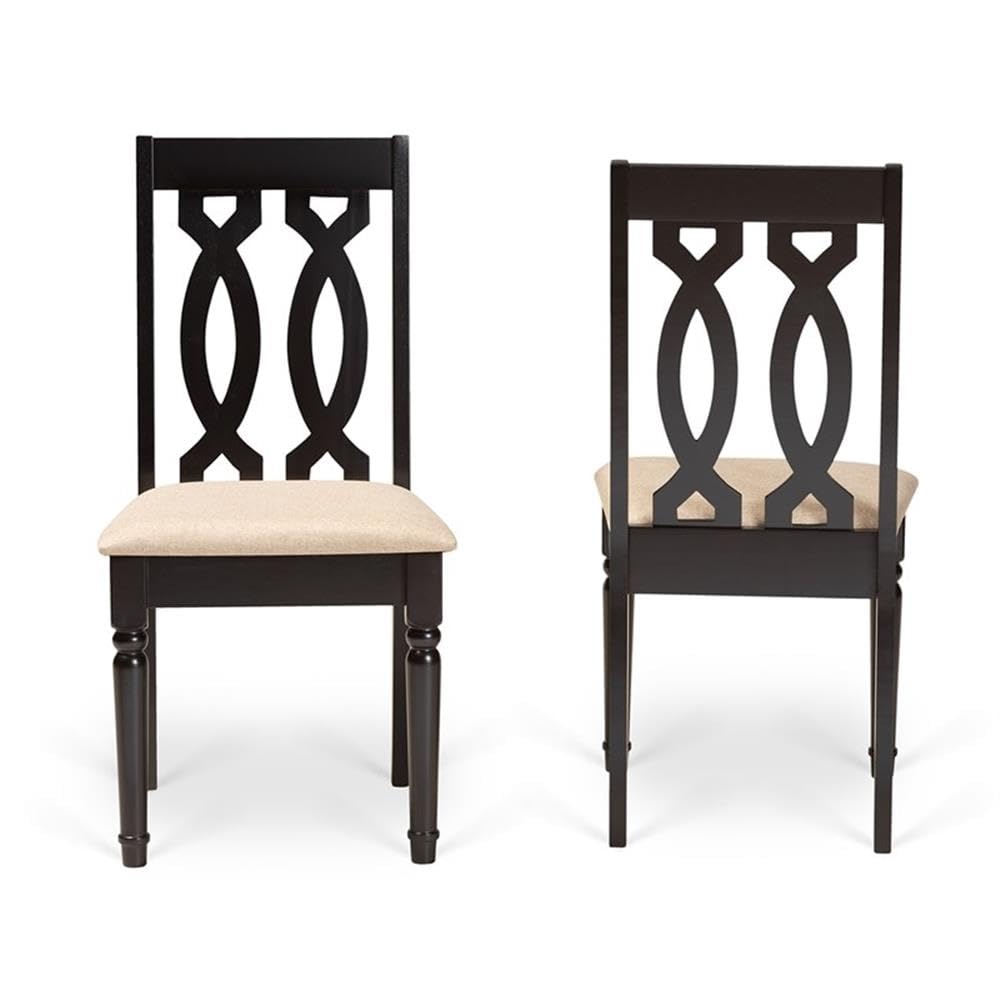 Baxton Studio Cherese Modern and Contemporary Sand Fabric Upholstered and Dark Brown Finished Wood 2-Piece Dining Chair Set
