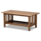 Baxton Studio Rylie Traditional Transitional Mission Style Walnut Brown Finished Rectangular Wood Coffee Table
