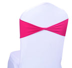 Mds Pack Of 10 Spandex Chair Sashes Bow Sash Elastic Chair Bands Ties Without Buckle For Wedding And Events Decoration Spandex Slider Sashes Bow - Magenta