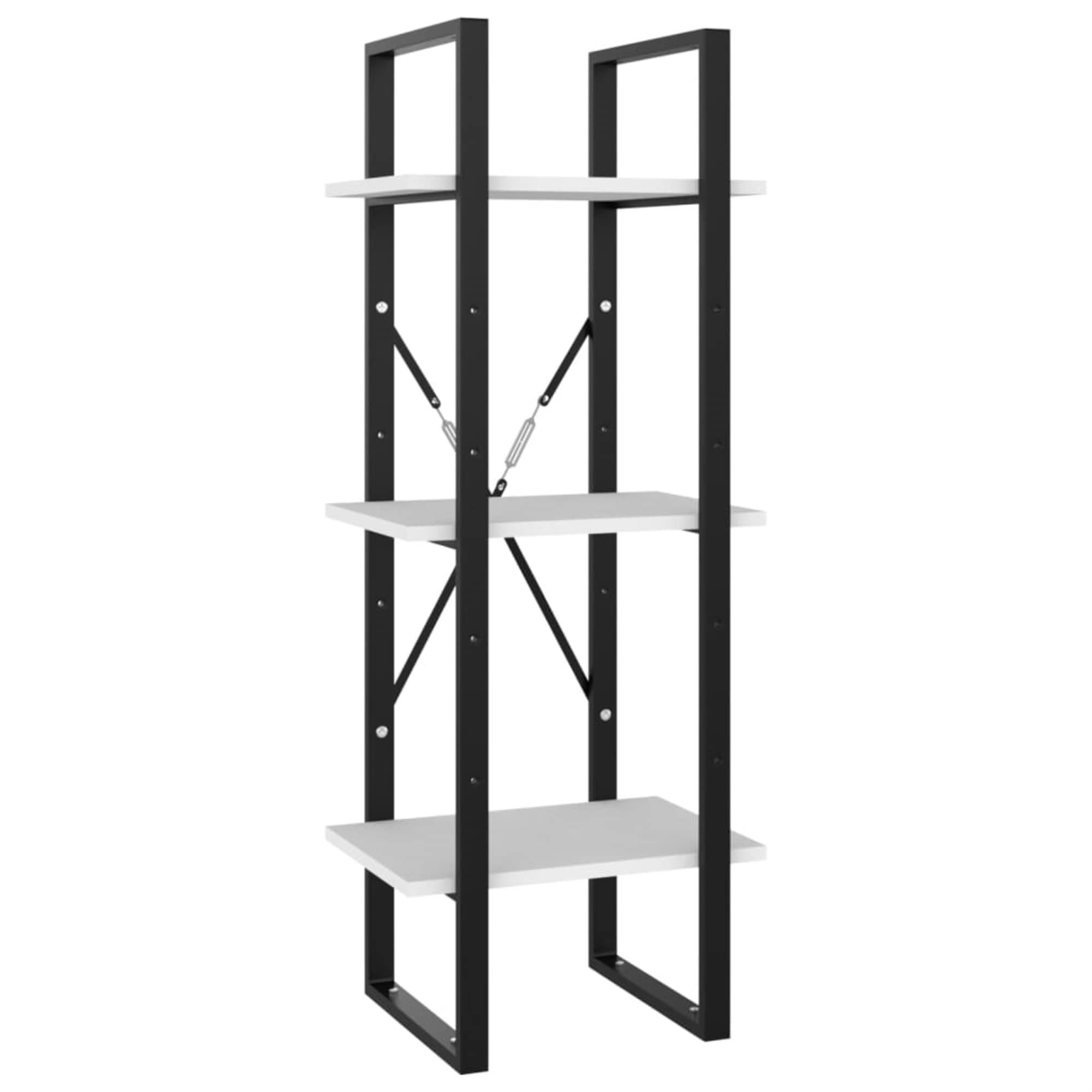 vidaXL 3-Tier Book Cabinet White 15.7x11.8x41.3 Chipboard
