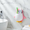 UNIQUE APPEARANCE Penguin Shape Toothbrush Holder Wall Mounted Self Adhesive Organizer, Multipurpose Plastic Storage Shelf for B