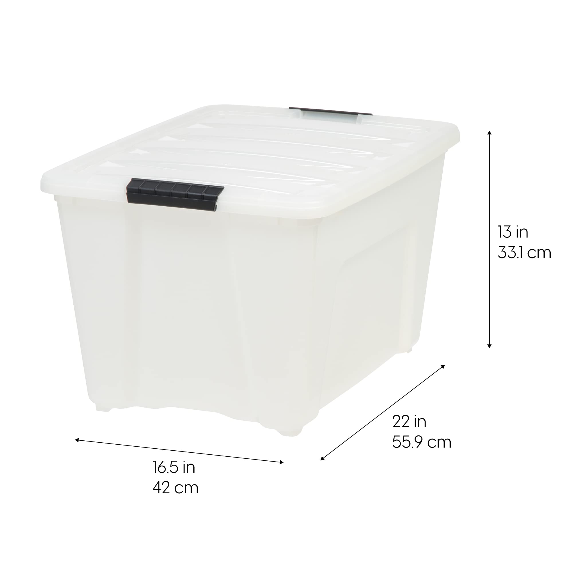 Iris Usa 54 Qt Stackable Plastic Storage Bins With Lids, 4 Pack - Bpa-Free, Made In Usa - Discreet Organizing Solution, Latches,