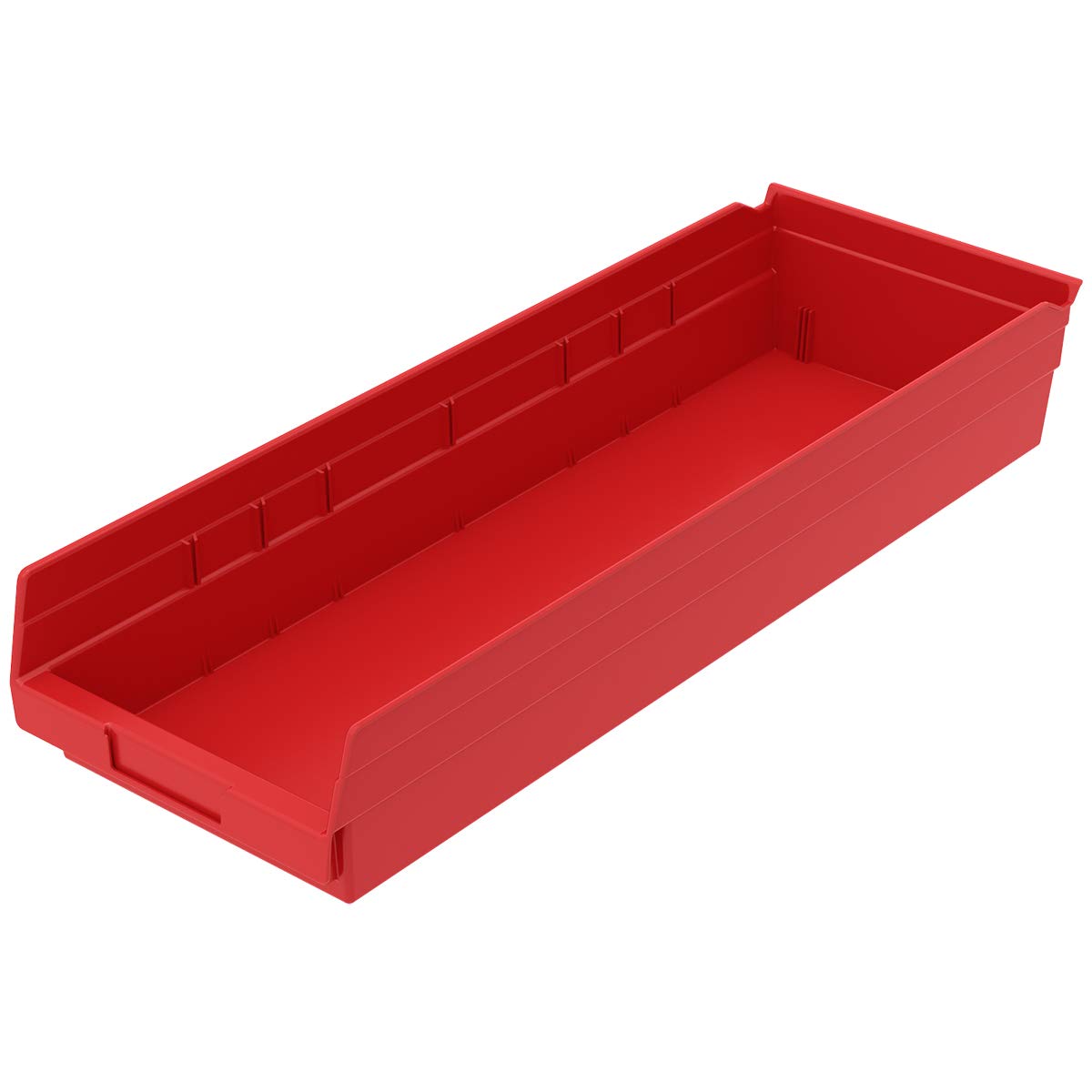 Akro-Mils 30184 Plastic Nesting Shelf Bin Box, (24-Inch X 8-Inch X 4-Inch), Red, (6-Pack)