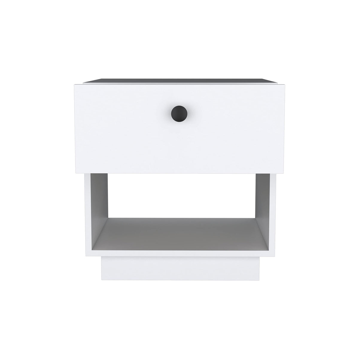 Single Drawer Nightstand 19&Quot; H With Open Storage Shelf, White