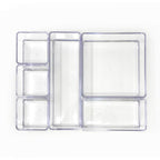 Isaac Jacobs 6-Tray Clear Acrylic Organizer Set, (Six Individual Trays), Multi-Purpose, Stackable Storage Solution For Makeup, C