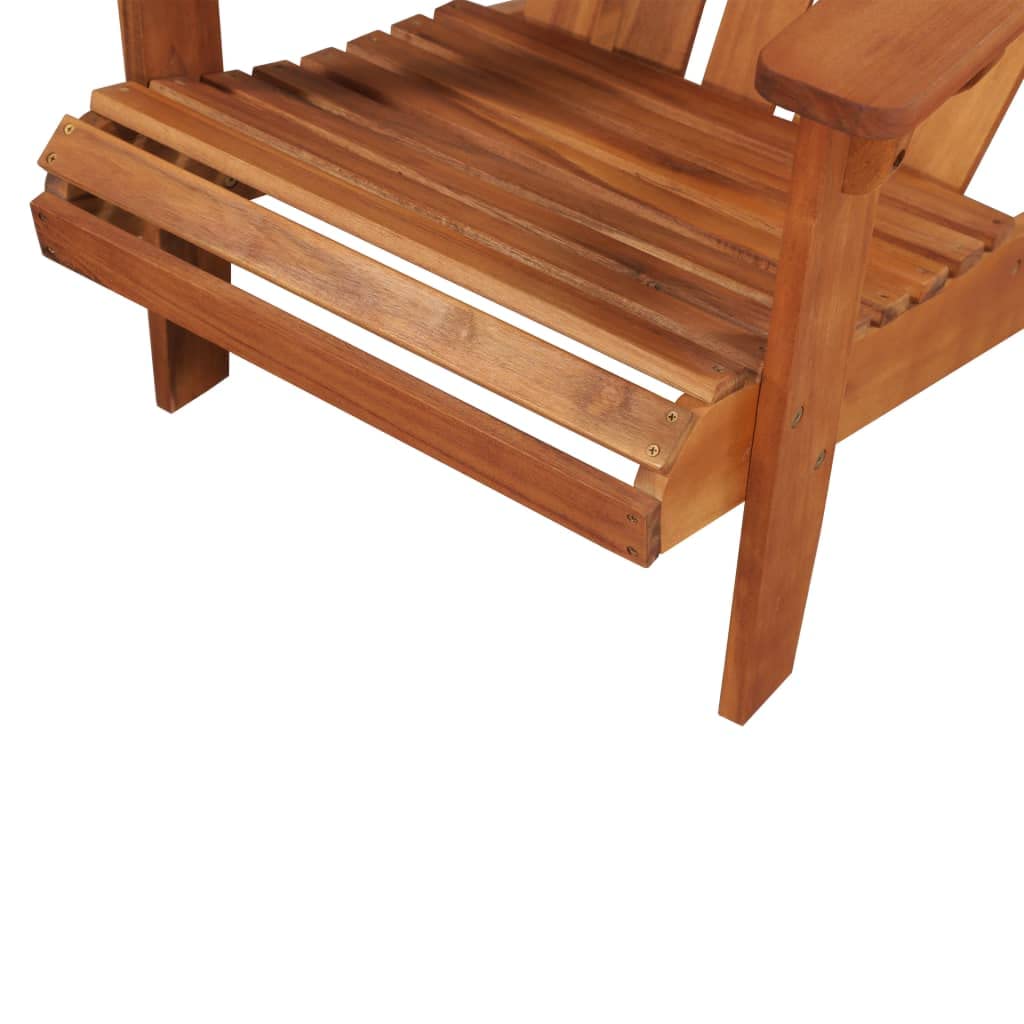 vidaXL Solid Acacia Wood Patio Adirondack Chair, Weather-Resistant Outdoor Garden Armchair with Natural Oil Finish, Easy Assembly - Brown