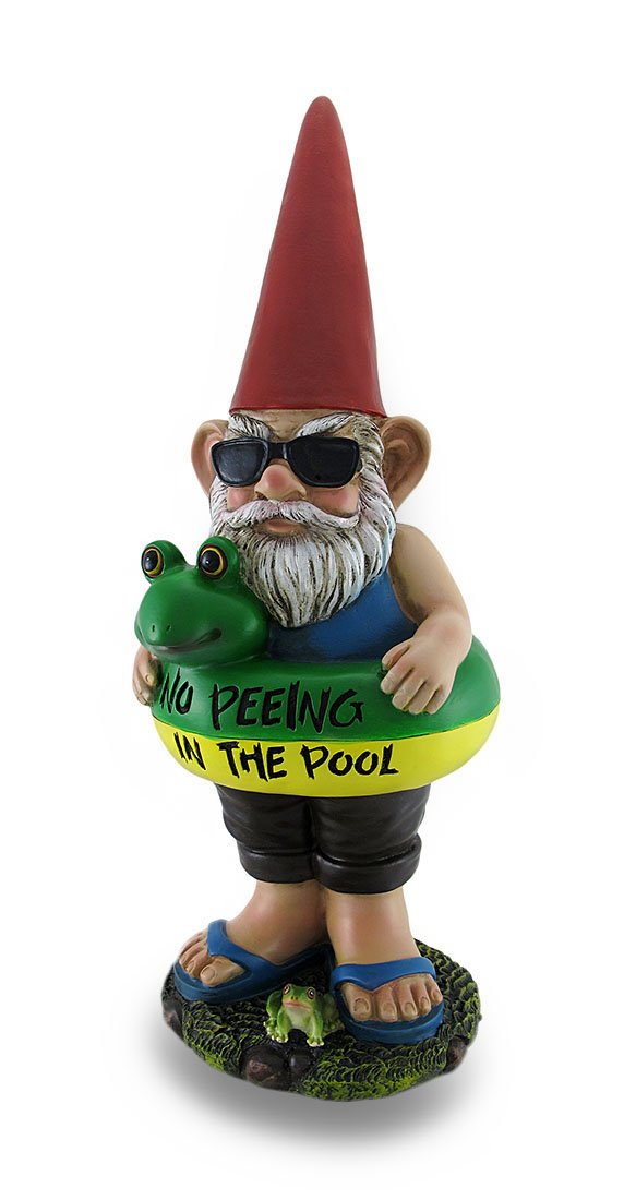 Pool Monitor Gnome Statue No Peeing in The Pool