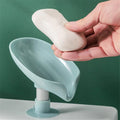 LONGMIRE Soap Holder LeafShape Self Draining Soap Dish Holder, Not Punched Easy Clean Bar Soap Holder, with Suction Cup Soap Di
