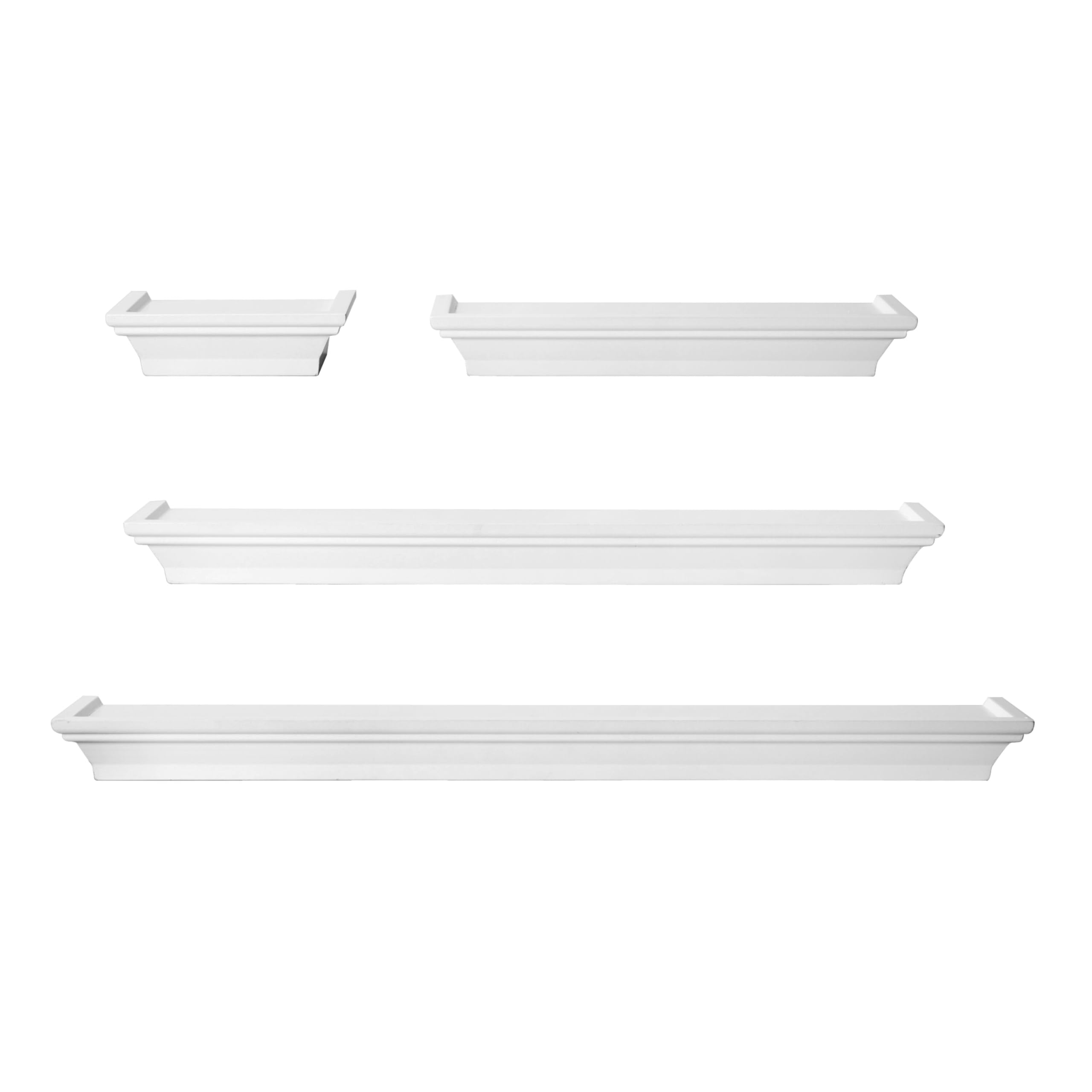 MELANNCO Floating Wall Shelves for Bedroom, Living Room, Bathroom, Kitchen, Nursery, Set of 4, White, 4 Count
