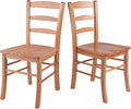Ergode Benjamin Ladder-Back Dining Chairs, Set of 2, Solid Wood, Oak Finish, Comfortable and Stylish Seating for Dining Room or 