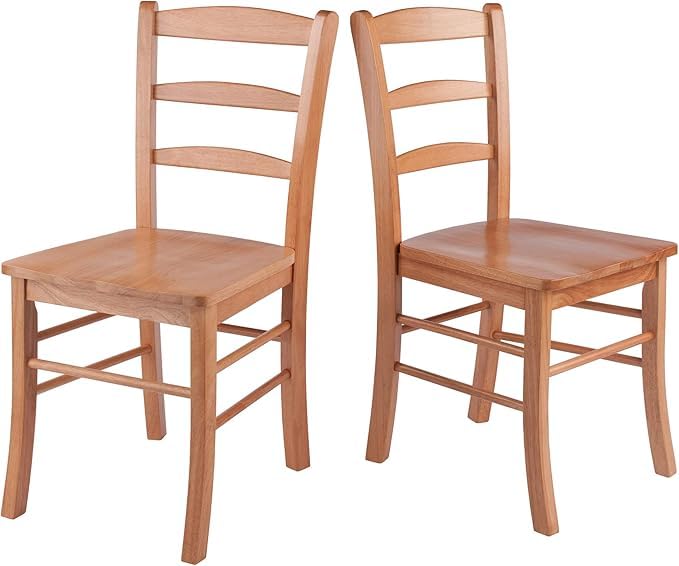 Ergode Benjamin Ladder-Back Dining Chairs, Set of 2, Solid Wood, Oak Finish, Comfortable and Stylish Seating for Dining Room or 