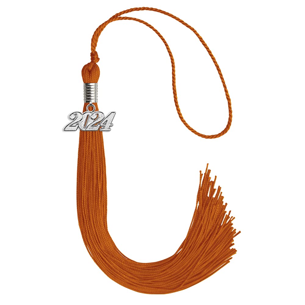 Endea Graduation Single Color Tassel with Silver Date Drop (Orange, 2024)