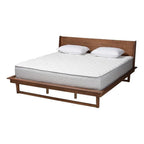 Baxton Studio Macayle Mid-Century Modern Ash Walnut Finished Wood King Size Platform Bed