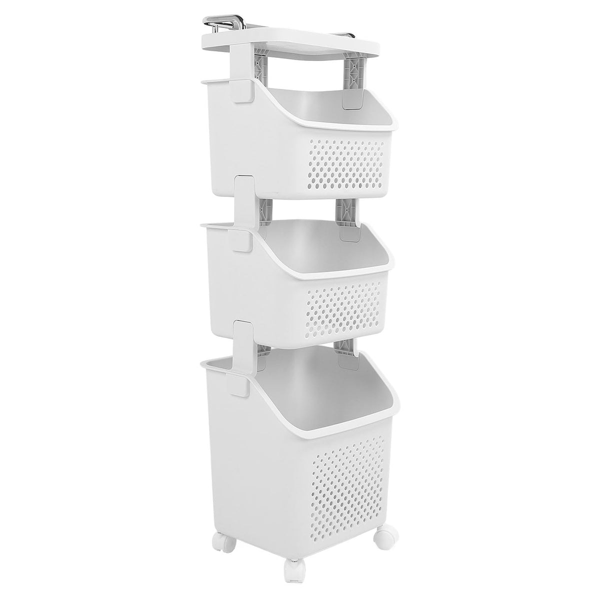 3 Tier Laundry Basket Organizer with Wheels, Tiered Laundry Basket Organizer, with Portable Storage Baskets, for Kitchen Bathroo