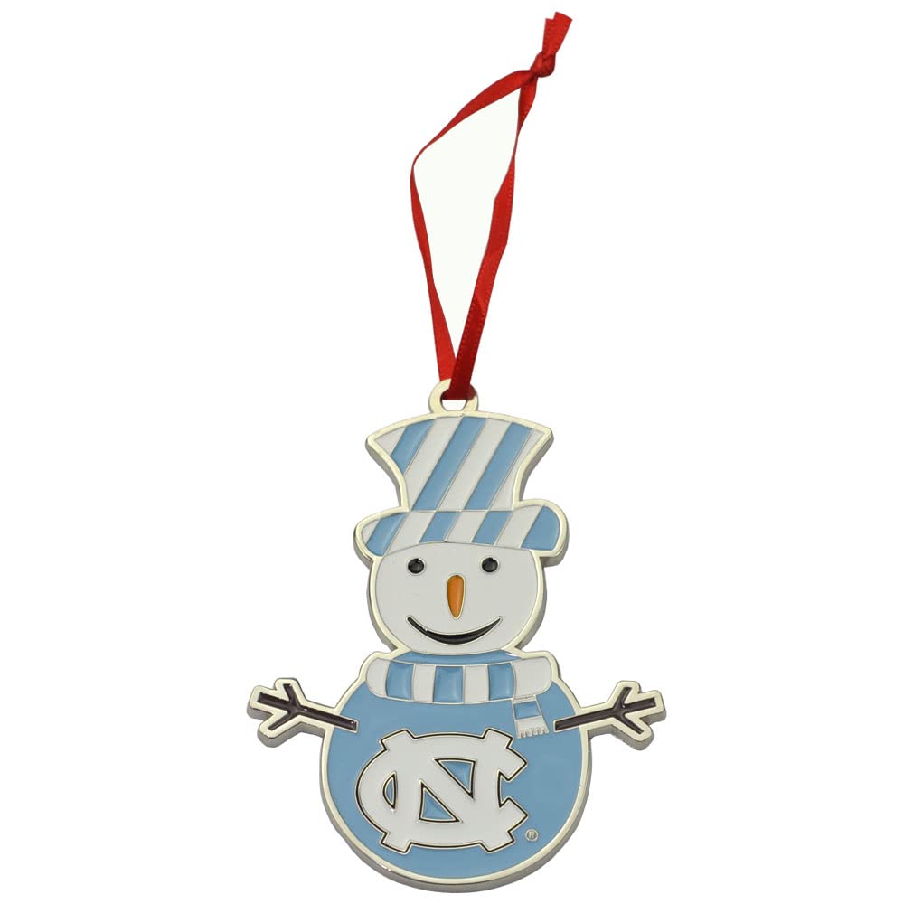 UNC Tar Heels Snowman Metal Christmas Ornament
