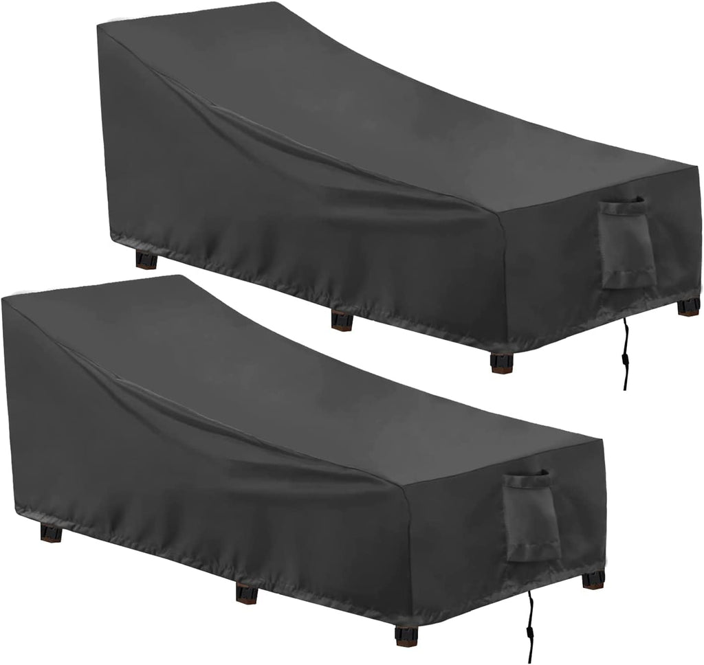 Outdoorlines Outdoor Waterproof Patio Chaise Lounge Chair Cover - Uv Resistant Lounger Covers Heavy Duty Weatherproof Patio Sofa Furniture Covers, 2 Packs, 84Wx32Dx32H Inches, Black