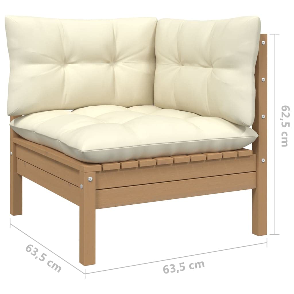 vidaXL Solid Pinewood Patio Lounge Set 6 Piece with Cushions Garden Outdoor Lawn Yard Terrace Balcony Wooden Seat Seating Furniture Honey Brown