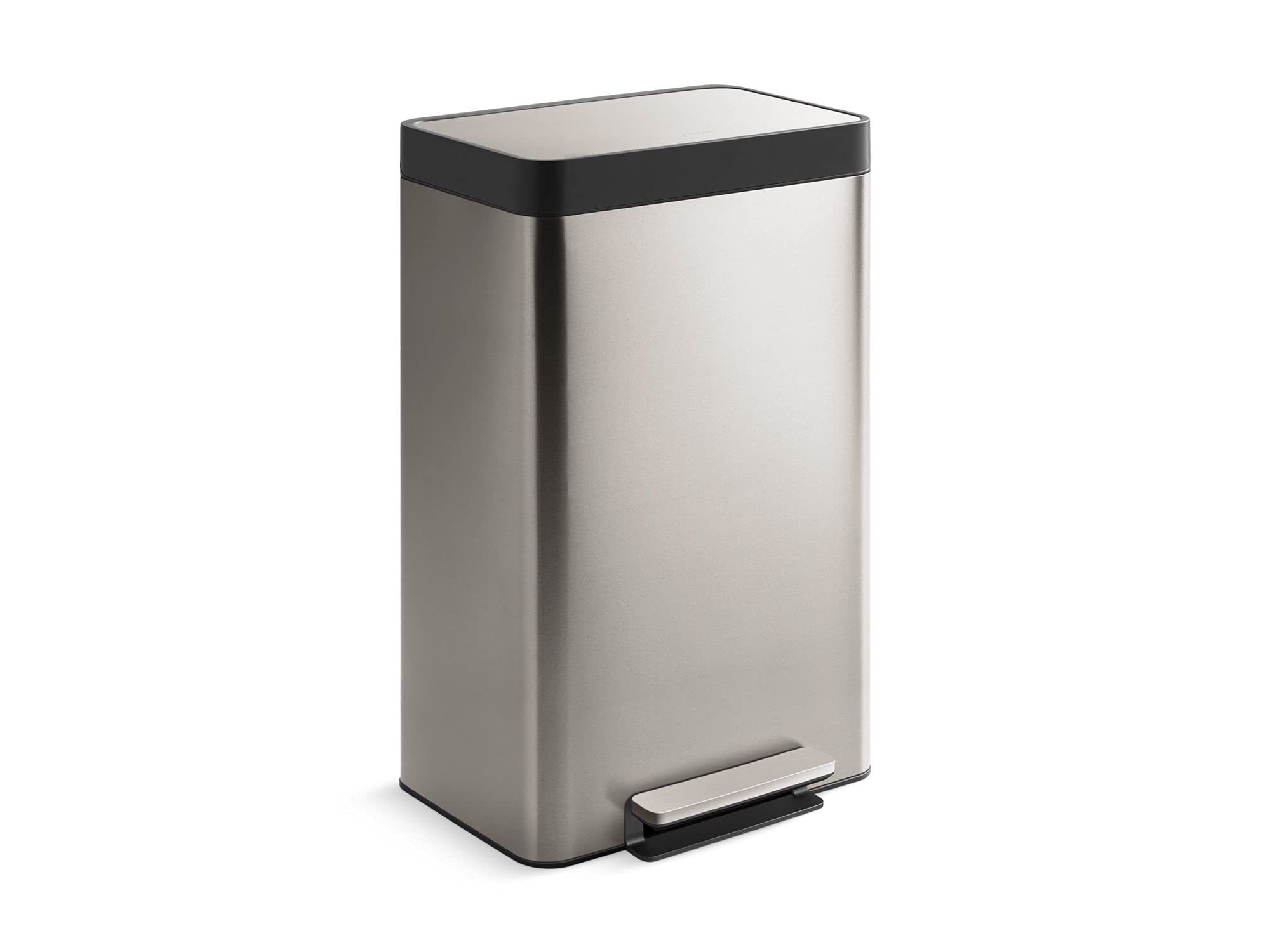 KOHLER 20940-ST 13 Gallon Kitchen Step Trash Can with Foot Pedal, Soft Close Lid, Stainless Steel