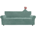 Znsayotx Luxury Velvet Couch Cover 4 Piece Stretch Oversized Sofa Covers For 3 Cushion Couch Thick Soft Large Sofa Slipcover Anti Slip Dogs Pet Furniture Protector (Pea Green), 91'-110'(3 Cushions)