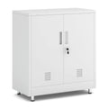JINGUR Metal Storage Cabinet with Locking Doors and Adjustable Shelf, Small Lockable Sideboard Buffet Cabinet for Home Office Ha