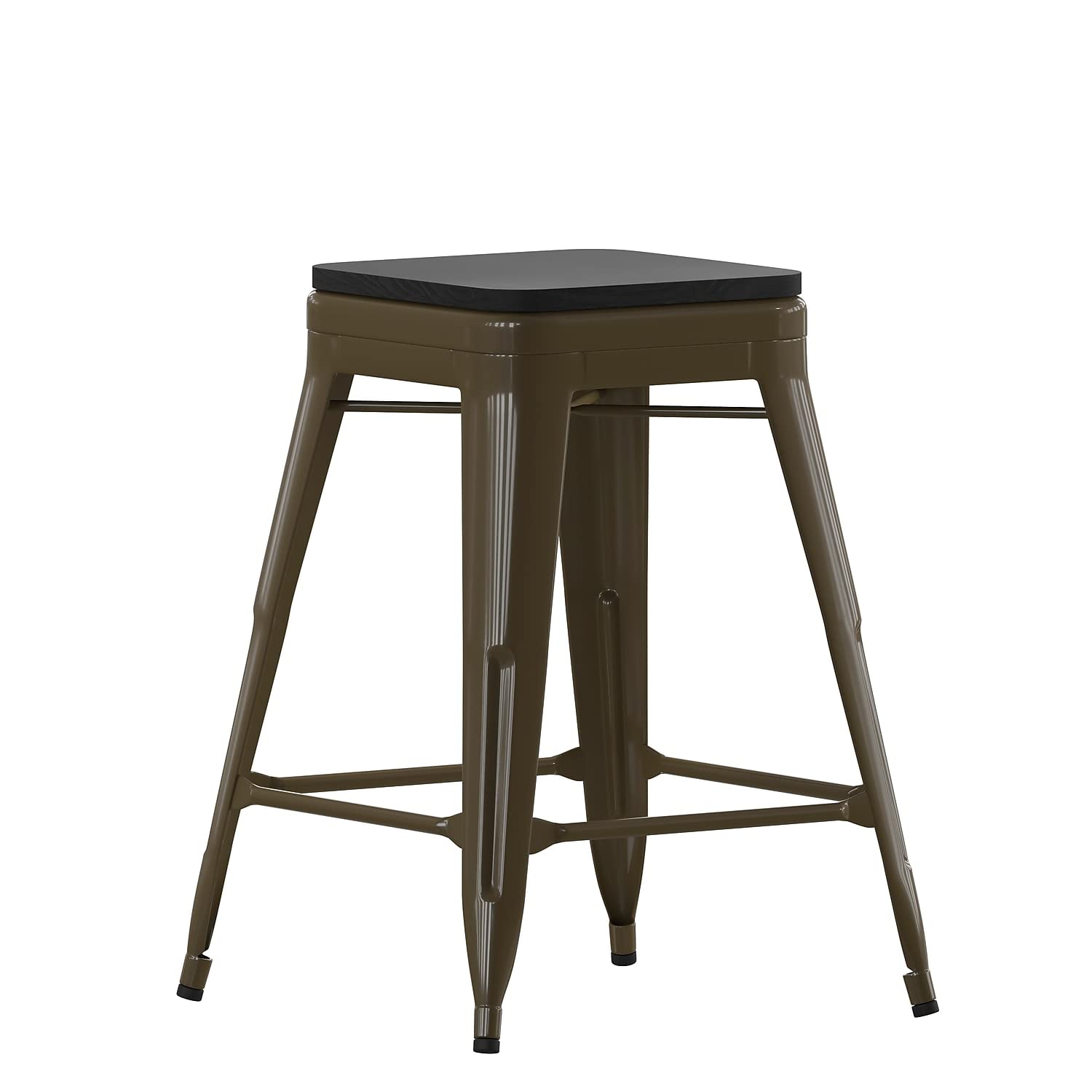 Modern Industrial Metal Counter Stoolwith Poly Resin Seat, Set of 4