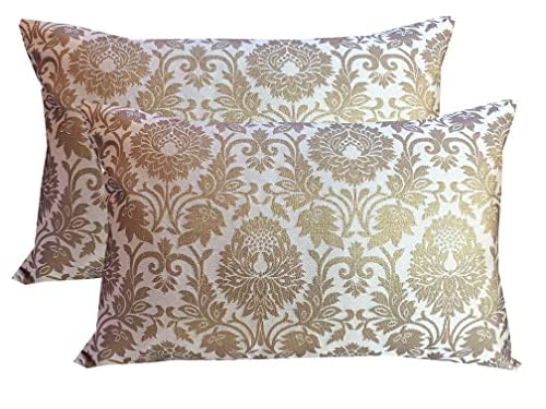 Pink ParrotSilk Cushion Cover With Zipper12X18 Inch Set Of 2