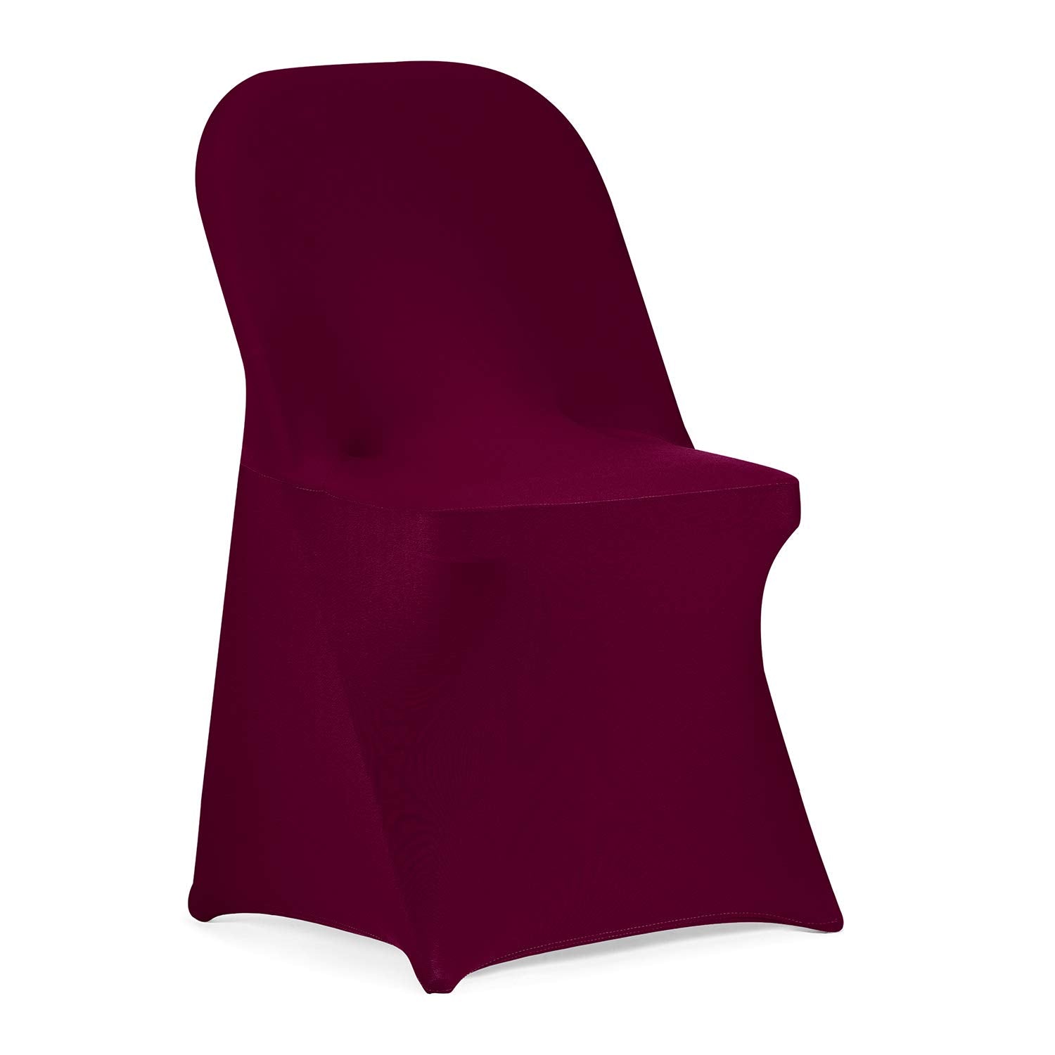 Peomeise Stretch Spandex Folding Chair Cover for Wedding Party Dining Banquet Event (Burgundy,12pcs)