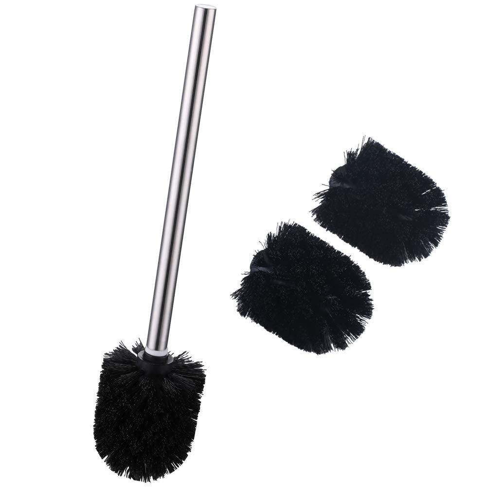 Angle Simple Toilet Brushes Refills, Black Toilet Bowl Scrubber Head 3 PCS