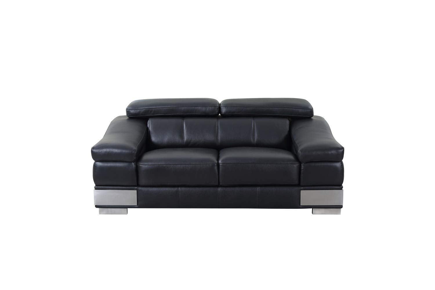 HomeRoots 31-39 Modern Black Leather Loveseat