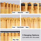 Spring Mustard Yellow Textured Curtains 90 Inch Length 2 Panels For Living Room Bedroom Dining Room Boho Back Tab Rod Pocket Pom Pom Tufted Gold Semi Sheer Curtain 90 Inches Long For Nursery Kids Room