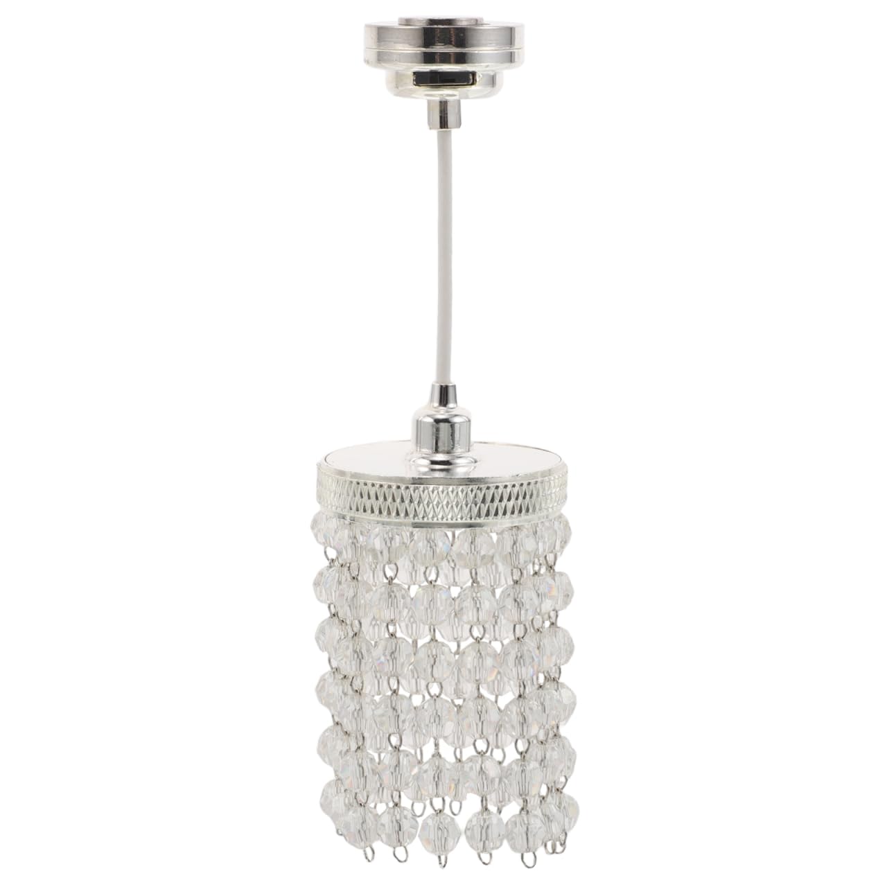 Garneck Miniature Dollhouse Ceiling Light: 1:12 Scale Mini Chandelier with Crystal Beads LED Mini House Lamp Lighting for Dollho