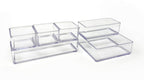 Isaac Jacobs 6-Tray Clear Acrylic Organizer Set, (Six Individual Trays), Multi-Purpose, Stackable Storage Solution For Makeup, C