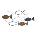 Stratton Home Decor Wood And Metal School Of Fish Wall Decor - Handcrafted Decorative Centerpiece, Indoor Coastal-Themed Ornament, Nautical Accent Piece For Bedroom, Living Room, Hallway, Study