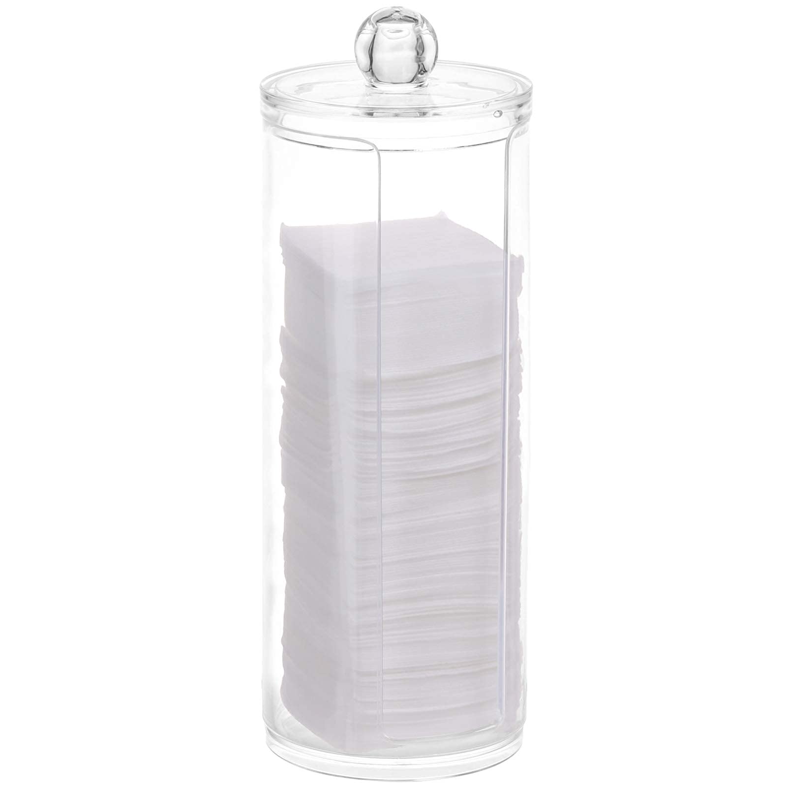 Tecbeauty Cotton Pad Holder Makeup Pads Cotton Swab Dispenser For Bathroom Storage,Clear, Acrylic, 2.9X7.5 Inch